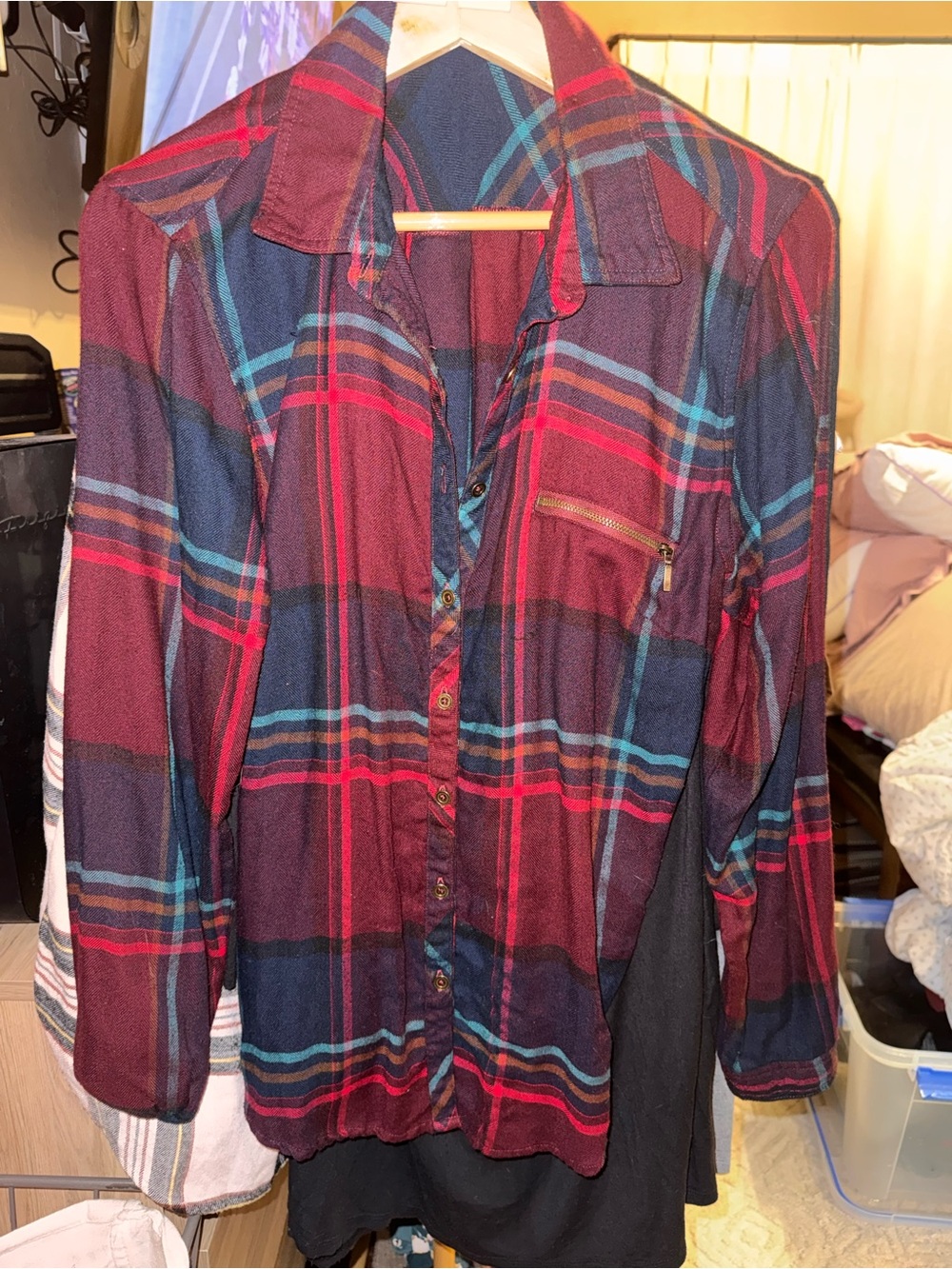 Maurices Men's Burgundy Plaid Button-Down Shirt